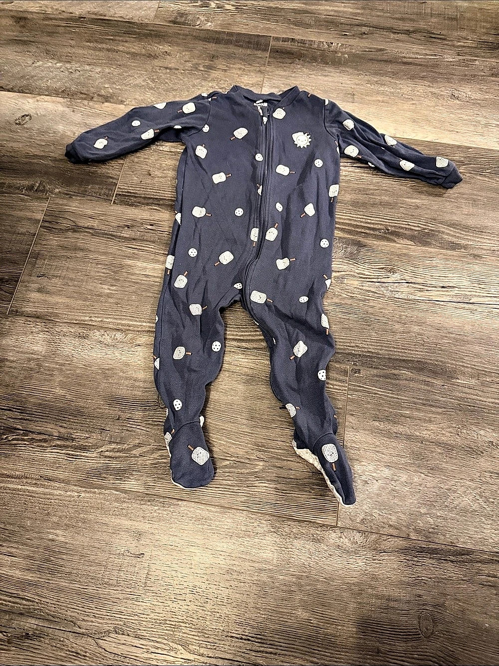 Pekkle Infant Organic Cotton Footed Sleeper Blue Baby 24M